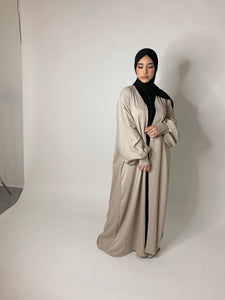 Abaya ouverte manches bouffantes - Beige