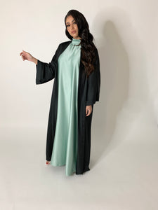 Kimono en satin mat - Noir