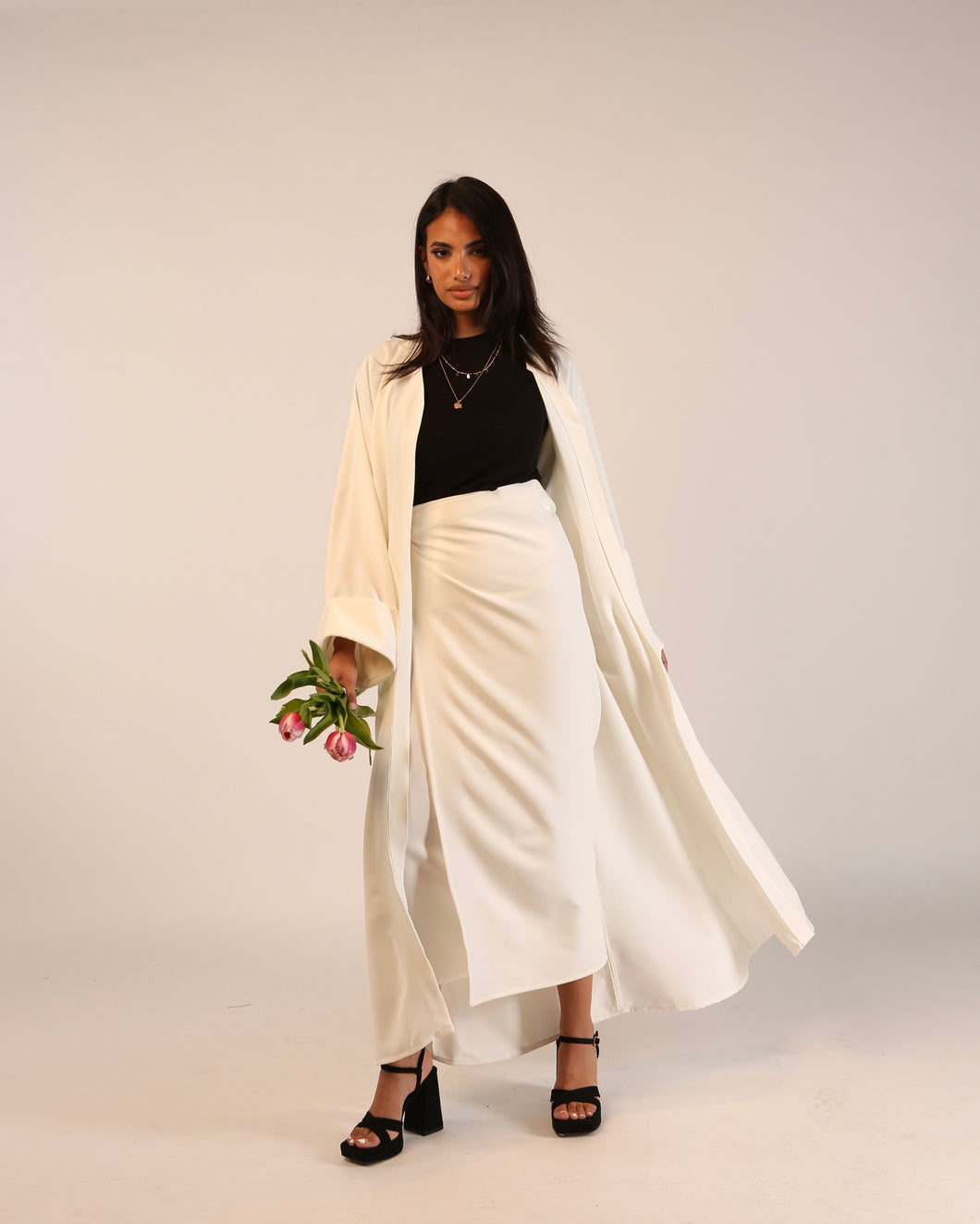 Kimono & wrap skirt set - Blanc
