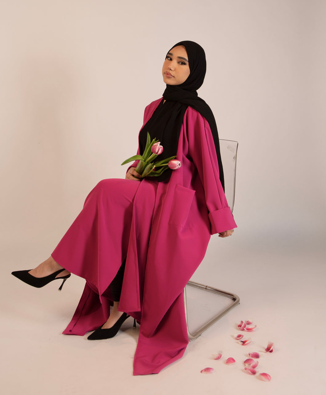 Kimono & wrap skirt set - Fushia