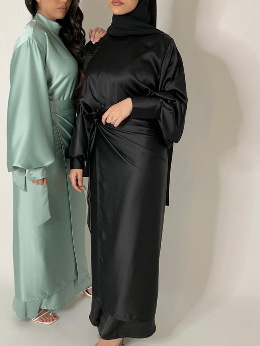 Silk dress (avec jupe tablier) - Noir