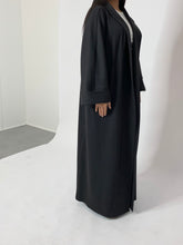 Charger l&#39;image dans la galerie, Kimono cardigan long en maille côtelé - Noir