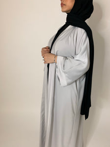 Kimono en satin mat - Gris perle