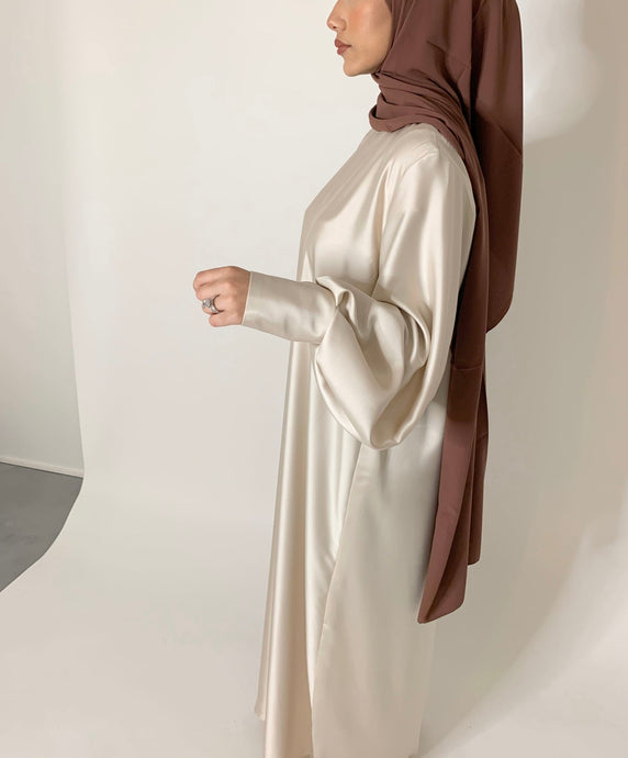 Silk dress (sans jupe tablier)- Nude