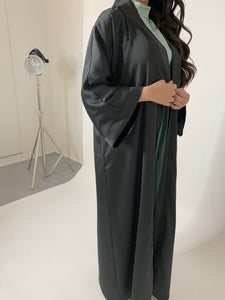 Kimono en satin mat - Noir