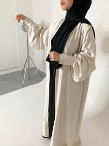 Abaya ouverte en soie - Nude