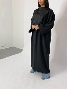 Kimono oversize en crêpe à col à revers en soie